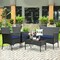 Costway 4PCS Patio Wicker Furniture Set Coffee Table Cushions w/ Cover